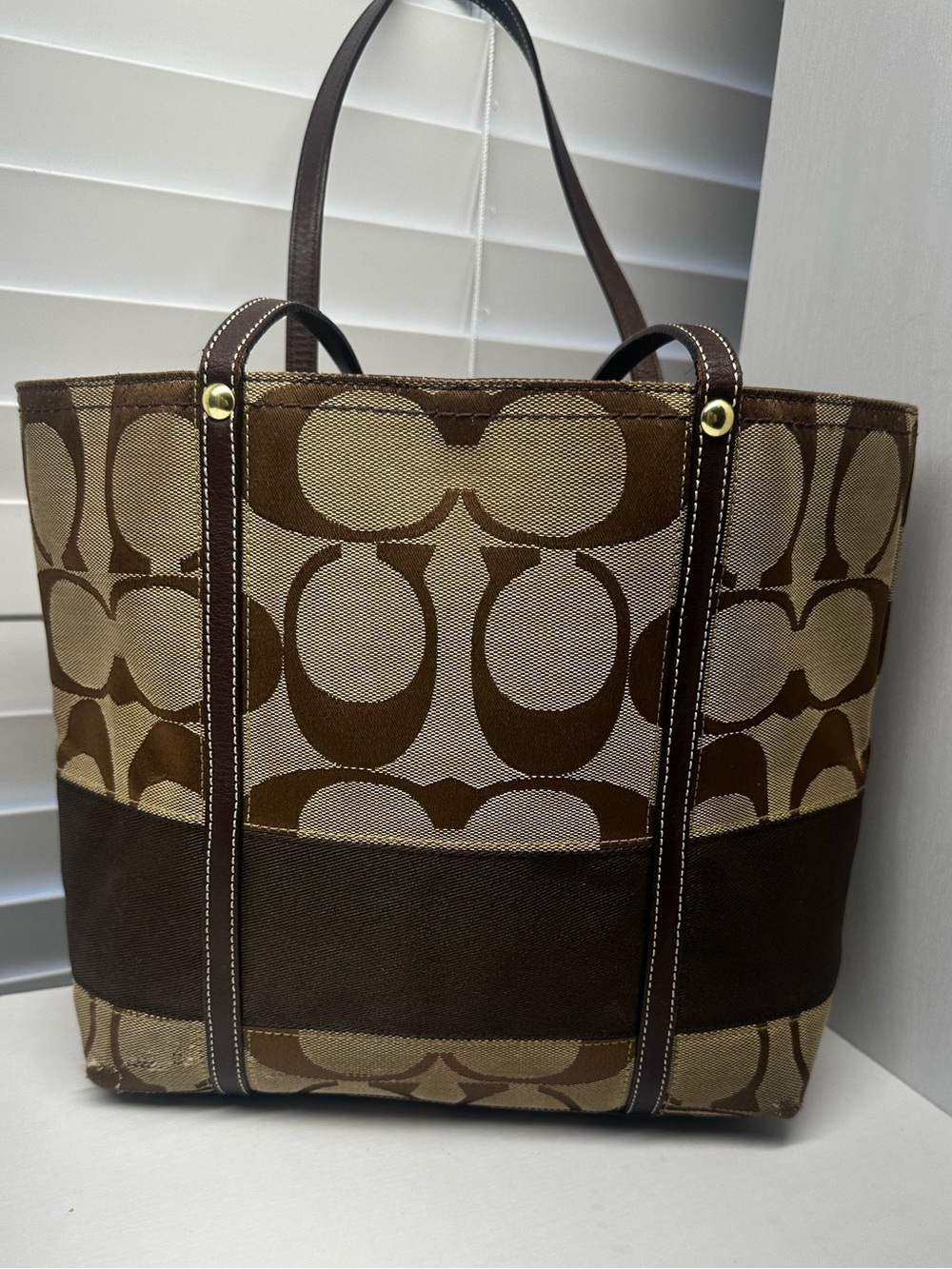 Coach Signature Stripe Legacy Lining Tote